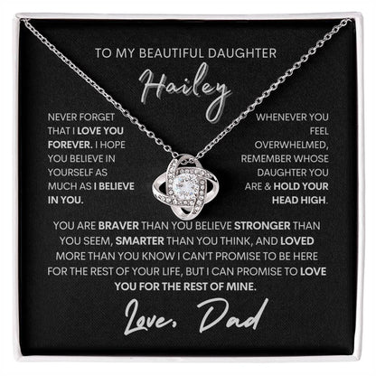 To My Beautiful Daughter Personalized Love Knot Necklace - Babaccam